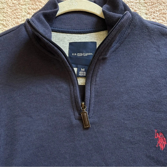 NWT U.S. Polo Assn. Pullover Sweatshirt Ribbed Small Pony Size Medium 1/4 zip - Picture 6 of 10